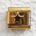 9mm gold Italian charm link with embossed star pattern for DIY stainless steel bracelets - Gold Star (25)