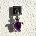 Italian charm link featuring a purple turtle pendant in silver-tone modular design - Purple Sea Turtle Style