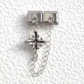 Italian charm link featuring silver gothic cross with black enamel and dangle chain - Gothic Cross with Chain