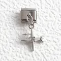 Italian charm bracelet link with silver stainless steel star and moon pendant - Dreamy Star Moon Mix