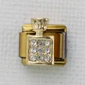 Charm bottiglia di profumo dorata per bracciali componibili con cristalli incastonati - Stile Bottiglia di Profumo Oro (3)
