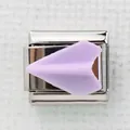 Italiaanse bedelarmband schakel met mat lavendel papieren vliegtuigje op roestvrij staal - Lavendel Mat Papieren Vliegtuig (26)