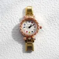 Orologio da donna al quarzo in oro rosa con indici di gemme colorate e diamanti - ROSIVGA Quadrante con Motivo a Trama a Scala di Punti Colorati (4)