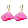 Boucles d'oreilles pendantes chapeau de cow-boy en émail rose et finition dorée - Je1366e / Cuivre et Alliage