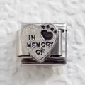 Italian charm bracelet link in silver finish with heart and paw print engraving - Heart Paw Print Memory Style (2)