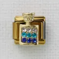 Modularer Goldanhänger im italienischen Stil mit Parfümflasche und Farbverlauf-Strass - Blau Weiß Verlauf Strass Parfümflasche (8)