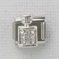 Italienisches Armband-Element mit silbernem Parfümflaschen-Design und Kristallen - Silber Neun Steine Parfümflasche Stil (10)