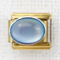 Modulares Armband-Element im italienischen Stil mit Goldbasis und blauem Edelstein - Blauer Ovaler Stein(4)