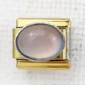 Italian style gold modular bracelet link featuring a polished pink oval gemstone - Light Pink Oval Stone(5)