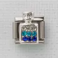 Italienischer Modul-Charm mit silbernem Parfumflakon-Design und bunten Strasssteinen - Blau Weiß Verlauf Strass Silber Flasche (13)