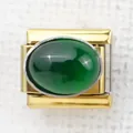 Italian style modular bracelet link with green oval gemstone and gold-tone finish - Green Agate Look Oval Stone(7)