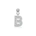 Silver letter B pendant featuring sparkling zircons and a CD logo charm detail - Letter B / White Gold