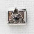 Link per bracciale italiano con triangolo occhio d'argento e gemma scura - Triangolo dell'Occhio che Tutto Vede (7)