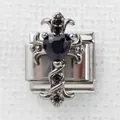 Maglia modulare gotica con pietra a cuore nero e croce per bracciale componibile - Croce Gotica Cuore Nero (9)