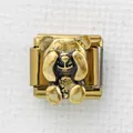 Italienisches Charm-Glied mit goldenem Bären-Motiv und Emaille-Details für Modular-Armbänder - Gold 'Nichts Sehen' Bär Stil (20)