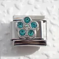 Italienisches Armbandglied aus Edelstahl mit blauer Strassblume für DIY-Armbänder - Seeblau Strass Blume (7)