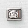 Italienisches Modularmband-Glied aus Edelstahl mit silbernem 3D-Bärenkopf-Design - Silber Vintage Bärenkopf Stil (23)