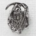 Maglia per bracciale italiano con design gotico della Morte in acciaio inossidabile - Falce del Tristo Mietitore Argentata (16)