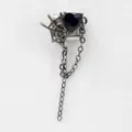 Charm italiano con gemma scura a cuore e design a ragnatela in stile gotico dark - Catena Gunmetal Cuore Nero Tela (20)