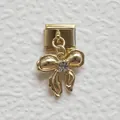 Italienisches Charm-Armband-Glied aus Gold mit Bogenanhänger und Kristallstein - Goldene Schleife