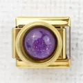 Italian style gold charm link featuring a round purple glitter gemstone for DIY bracelets - Purple Starry Sky(37)