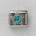 Italienischer Modular-Charm Stern mit blauem Kristall in Silberglanz-Optik - Silber Blaue Hauptstein Sternform (37)