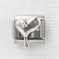 Italienischer Charm-Link mit silbernem 3D-Flüssigmetall-Herz für Modularmbänder - Silber Flüssige Lava Herz (40)