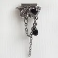Gothic bat charm detail for Italian modular bracelet with black heart stone and chains - Bat Heart Style 3