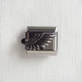 Détail du maillon de bracelet italien en acier inoxydable avec aile de chauve-souris noire - Style Aile 5