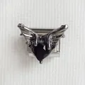 Lien de bracelet italien avec cœur noir gothique et ailes de chauve-souris argentées - Cœur Aile Noir
