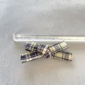 Plaid ribbon bow for DIY doll clothes craft decoration measured at 8cm length - Black, White and Yellow Plaid