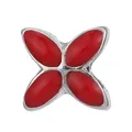 Silver red clover charm bead with enamel inlay for DIY jewelry bracelet making - Red Four-Leaf Clover/Butterfly (5)