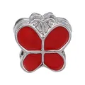 Detail view of butterfly charm with red enamel wings for DIY jewelry bracelet - Deep Red Butterfly