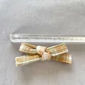 Detail of a 7.5cm yellow plaid bow accessory for DIY crafts and doll clothing decor - Yellow White and Blue Plaid