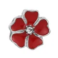 Daisy flower charm with red enamel petals and central zircon in silver finish - Normal Specification / Red Five-Petal Flower Rhinestone Core