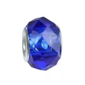 Dark blue faceted crystal charm bead with silver core for DIY bracelet making - 100pcs Pack / Dark Blue
