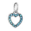 Silver alloy heart pendant charm with sparkling sky blue rhinestones for DIY bracelets - Hollow Heart Blue Rhinestone Pendant Style (18) / Normal Specification / Sky Blue