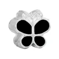 Macro view of silver and black enamel butterfly charm bead for DIY bracelets - Black Butterfly Enamel Style