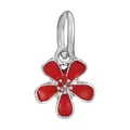 Silver flower charm with red enamel petals for DIY bracelets and jewelry making - Red Enamel Floral Pendant (17)