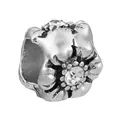 Silver alloy charm featuring retro floral pattern and clear zircon stone for DIY bracelets - Normal Specification / 3D Petal Clear Gemstone Charm Style (28)