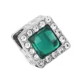 Square emerald green charm with sparkling crystal halo in silver alloy setting - Emerald Square Halo Style (29)