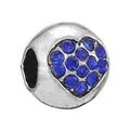 DIY silver bead charm with a blue crystal heart design for charm bracelets - Concave Heart Blue Rhinestone Style (39)