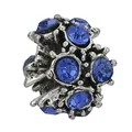 Vintage silver flower charm bead with blue crystals for DIY jewelry bracelet making - Vintage Radial Blue Stone Style (34)