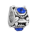 Vintage silver bead with dark blue crystals and intricate rope texture for DIY bracelets - Vintage Rope Texture Dark Blue Style (16)