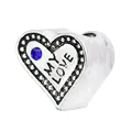 Silver heart charm with My Love engraving and sparkling white crystals for DIY bracelets - MY LOVE Heart Blue Style (14)
