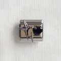Détail du charm italien avec cœur noir et élément étoile en oxyde de zirconium - Étoile