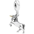 Silver unicorn charm pendant with gold horn detail for DIY charm bracelets - Normal Specification / Gold Horn Unicorn (007)