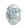 Polished silver charm bead with textured honeycomb facets for DIY charm bracelets - 100pcs Pack / Silver Gray