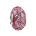 Faceted pink crystal bead with silver metal core for DIY bracelet charms - 100pcs Pack / Pink