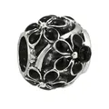 Retro style black floral charm with skull detail in silver-plated alloy for DIY bracelets - Skull Flower Cluster Dark Style